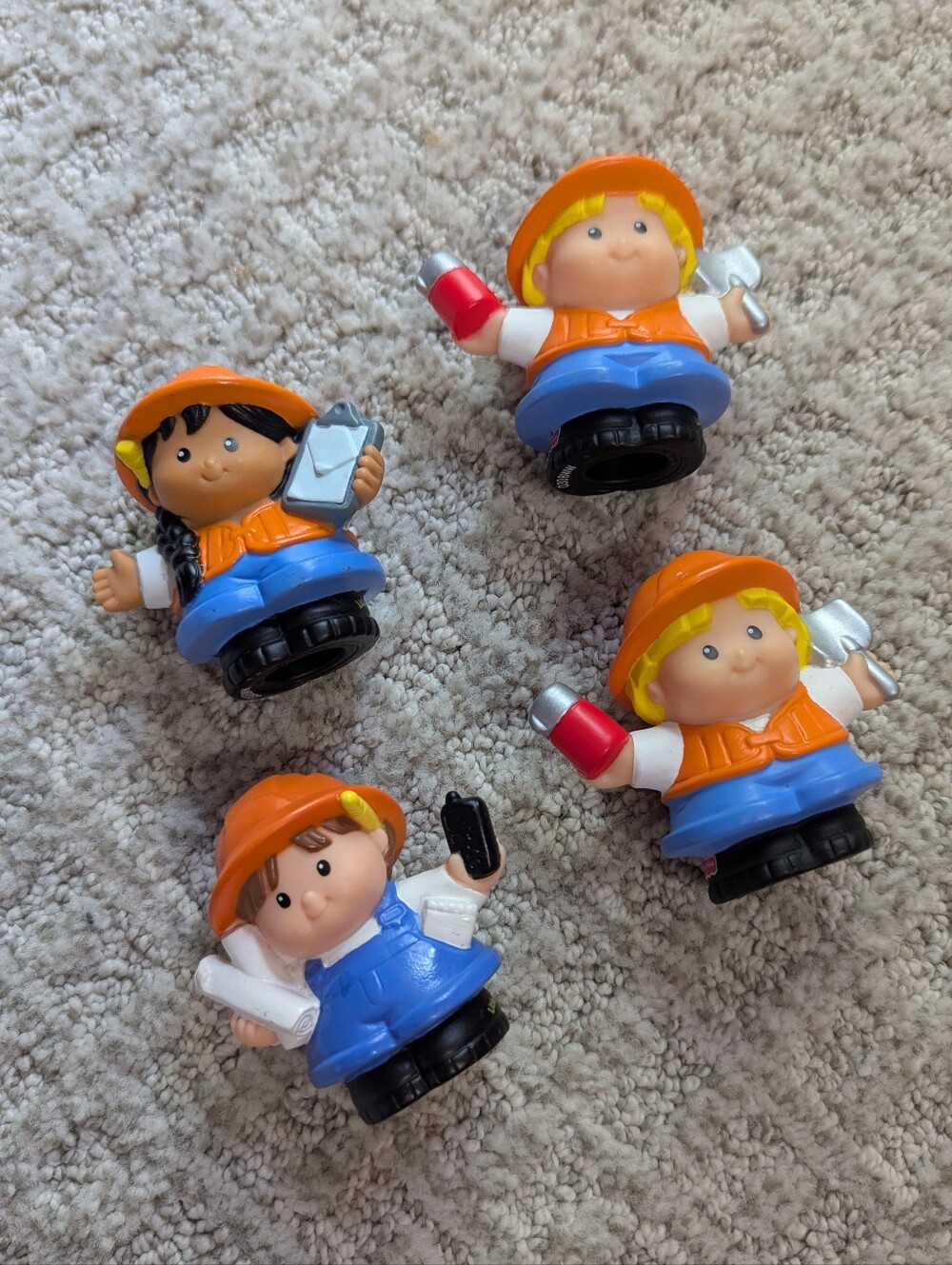 4 Vintage Little People Construction Worker Figures